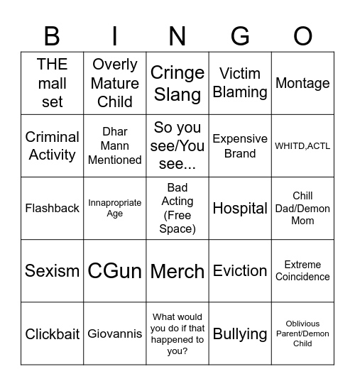 Dhar Dhar Binks Bingo!! Bingo Card