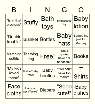 Baby Bingo Card