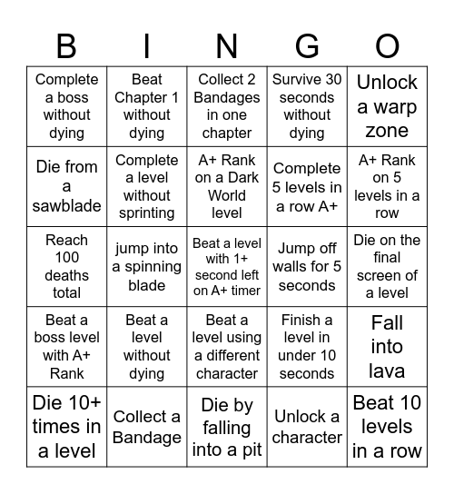 SMB Bingo Card