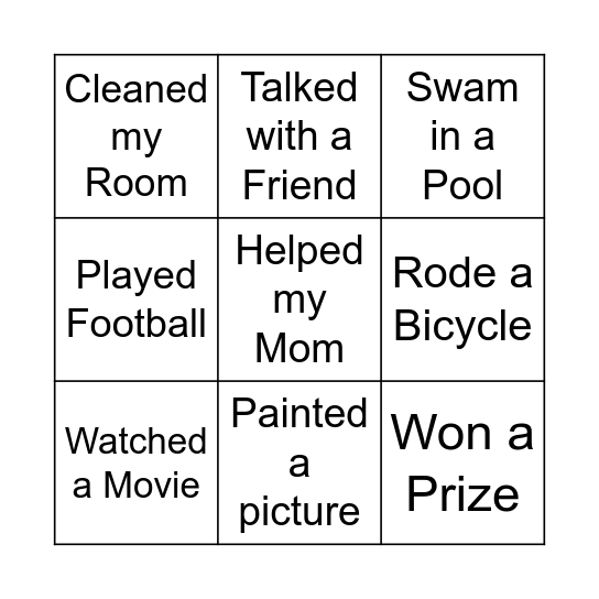 Past Bingo!! Bingo Card