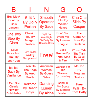 #2 Top Hits Musical Bingo Card