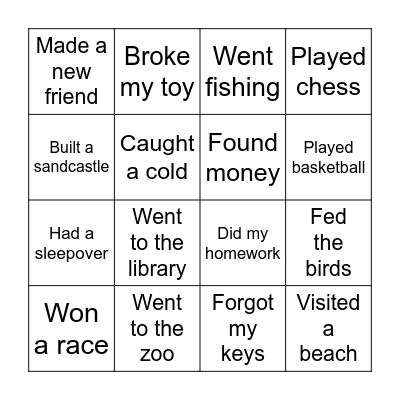 Past Bingo!! Bingo Card