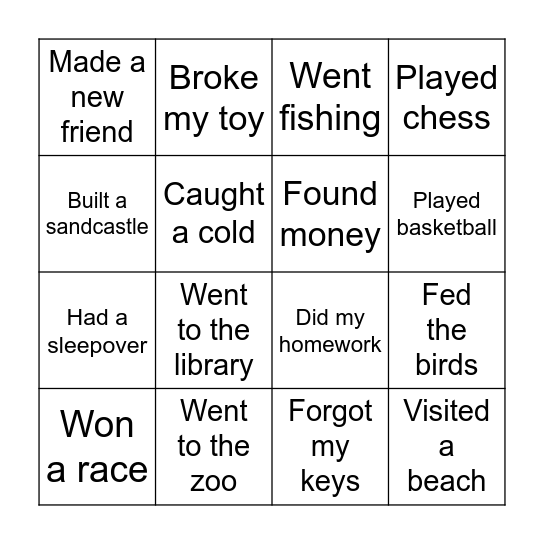 Past Bingo!! Bingo Card