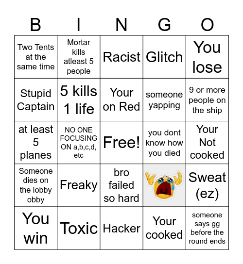 Airship Assault Bingo Card