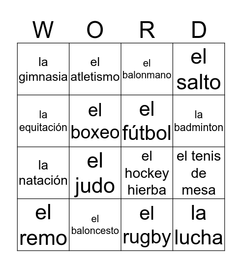 LOS JUEGOS OLIMPICOS Bingo Card