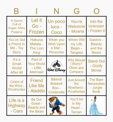 DISNEY SINGO! Bingo Card