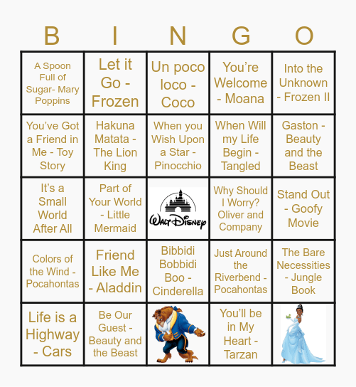 DISNEY SINGO! Bingo Card