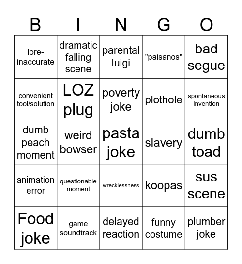 smbss bingo Card