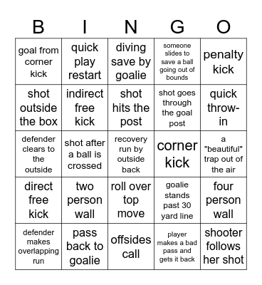 SOCCER Bingo Card