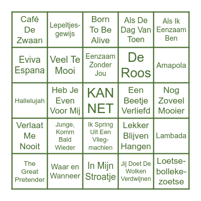 Kannet - MUZIEKBINGO - Oktober Bingo Card