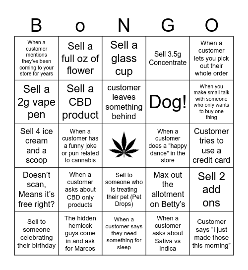 Bongo Bingo Card