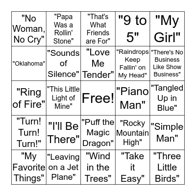 Music Bingo Card