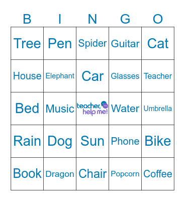 Teacher Help Me Vocabulary Bingo! Bingo Card