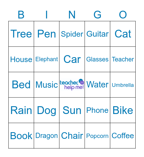 Teacher Help Me Vocabulary Bingo! Bingo Card
