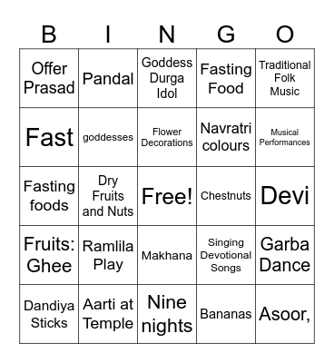 NAVRATRI Bingo Card