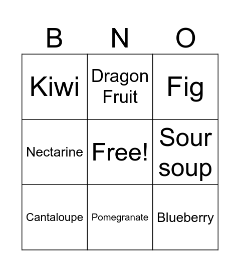 Uncommon Fruits Bingo Card