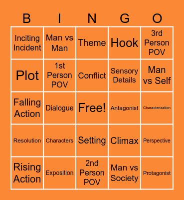 Narrative Elements Bingo Card