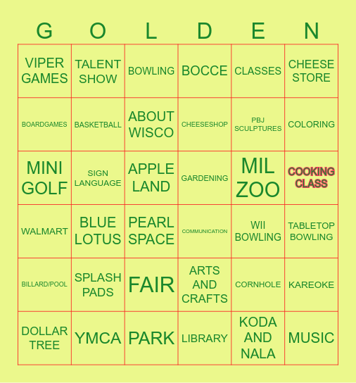 GOLDEN PEARL BINGO Card