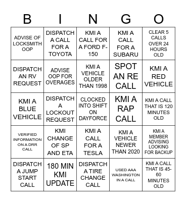 DISPATCH BINGO Card