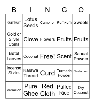 Navratri BINGO Card