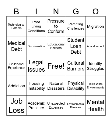 Group Counseling Bingo Card