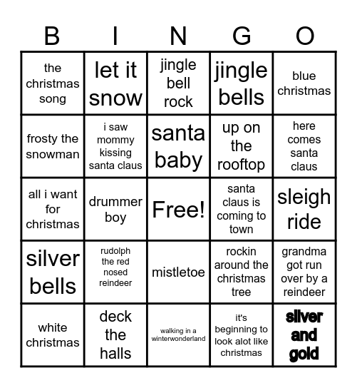 Name the Song Bingo Card