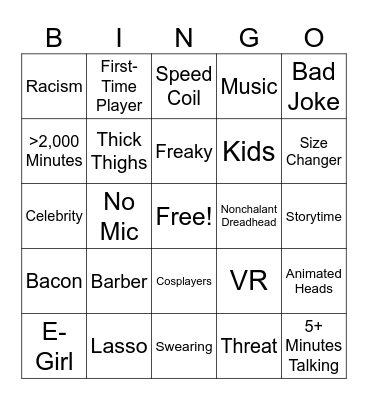 Neighbors Bingo Card