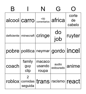 reels bingo Card