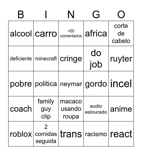 reels bingo Card