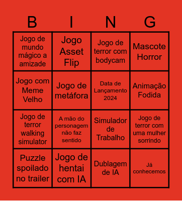 Bingo da Steam Bingo Card