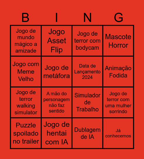 Bingo da Steam Bingo Card