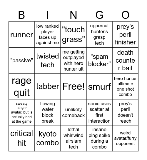 hero hunter bingo Card