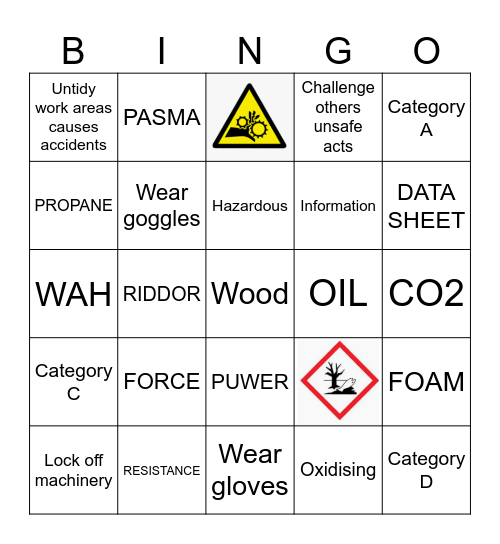 Health and Safety Bingo Card