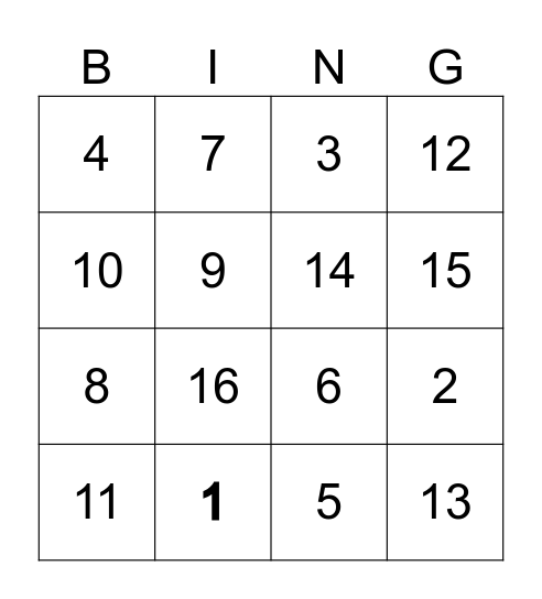 Let us play! Bingo Card