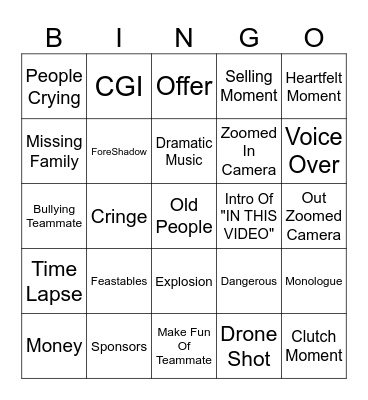 MrBeast Bingo Card