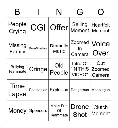 MrBeast Bingo Card