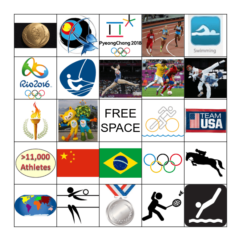 Summer Olympics 2016 Bingo Card