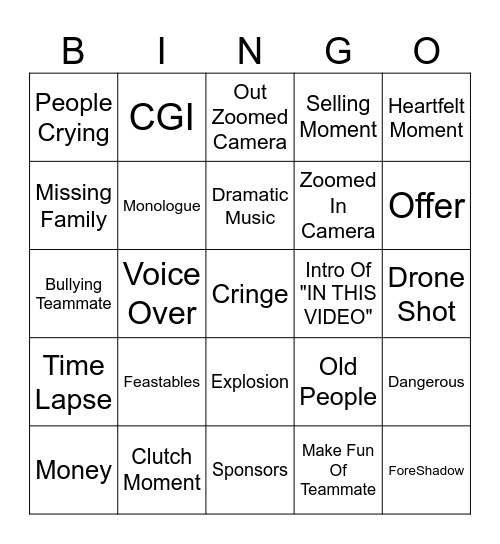 MrBeast Bingo Card