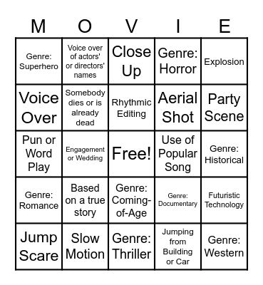 Film Studies Bingo Card