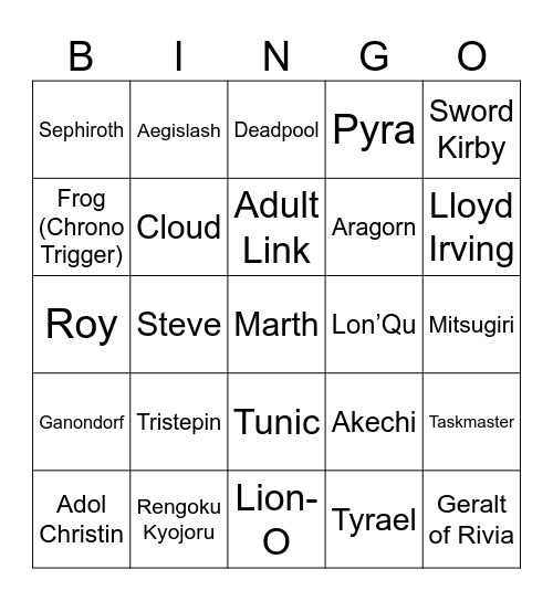 Jack Sword Wielders [Round 2] Bingo Card