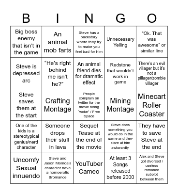 Minecraft Movie (MaryBlanket ver.) Bingo Card
