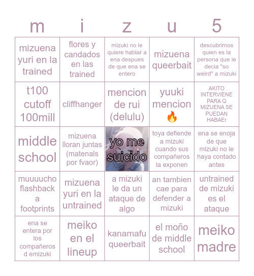 mizu5 Bingo Card