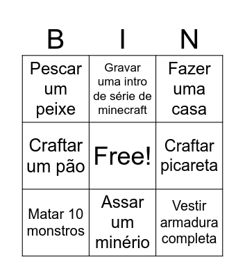 MINECRAFT Bingo Card