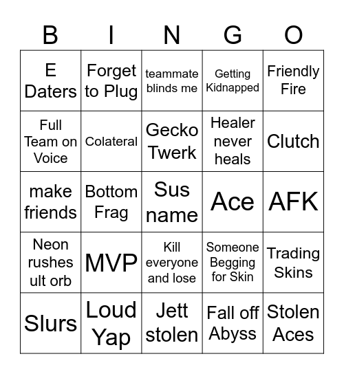 SpikeRush Bingo Card Spikerush bingo card
