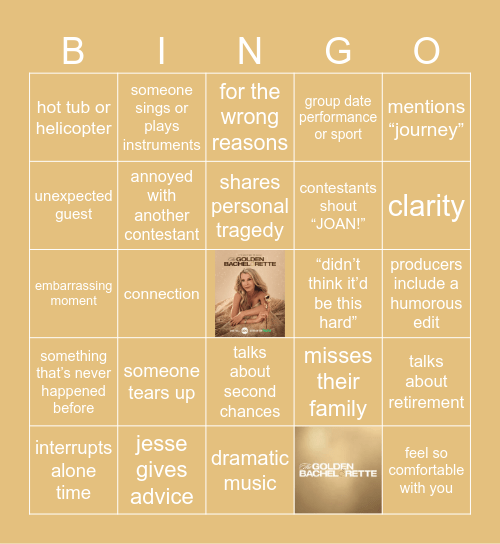 joan’s bachelorette era Bingo Card