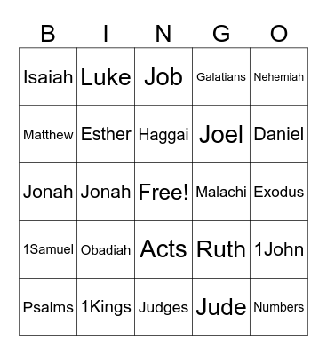 Bible Bingo Card
