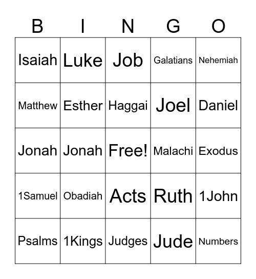 Bible Bingo Card