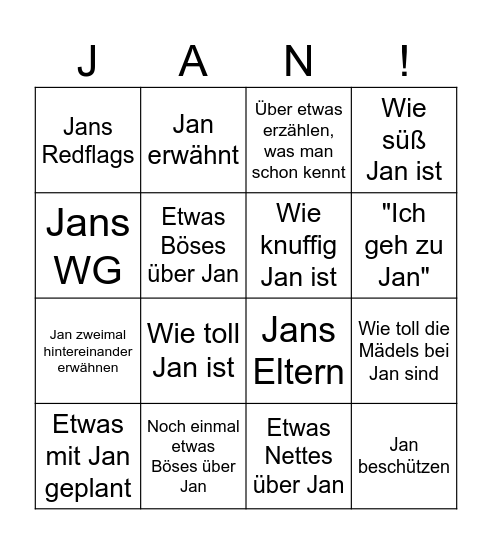 Jan Super Bingo Card