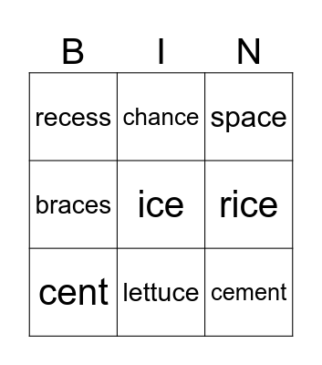 Bingo 1 Bingo Card