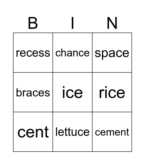 Bingo 1 Bingo Card